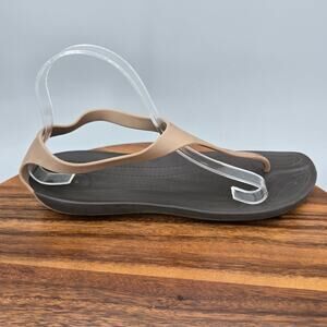 Crocs Sexi Flip Sandals Women's 11 T Strap Bronze Espresso Thong Comfort Shoes